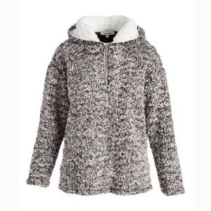 Last Size S! Charcoal Sherpa Quarter-Zip Hoodie